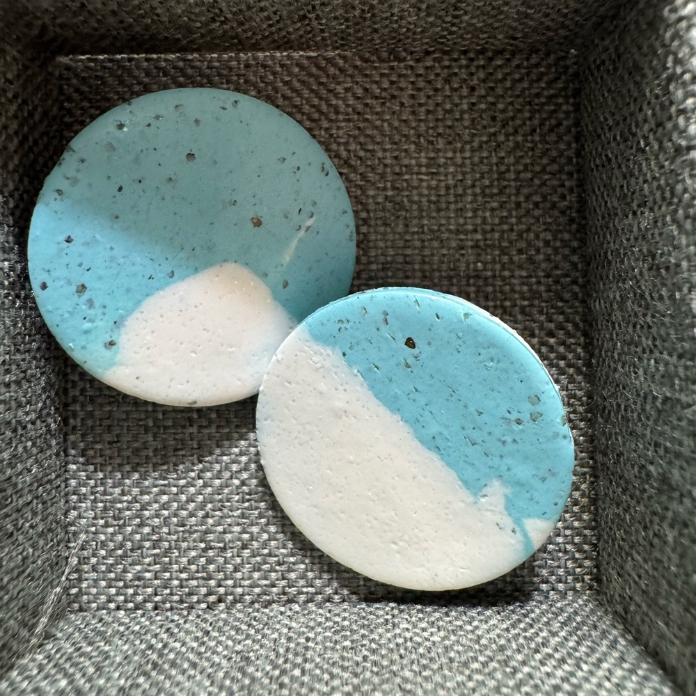 Abstract Blue and White Clay Studs